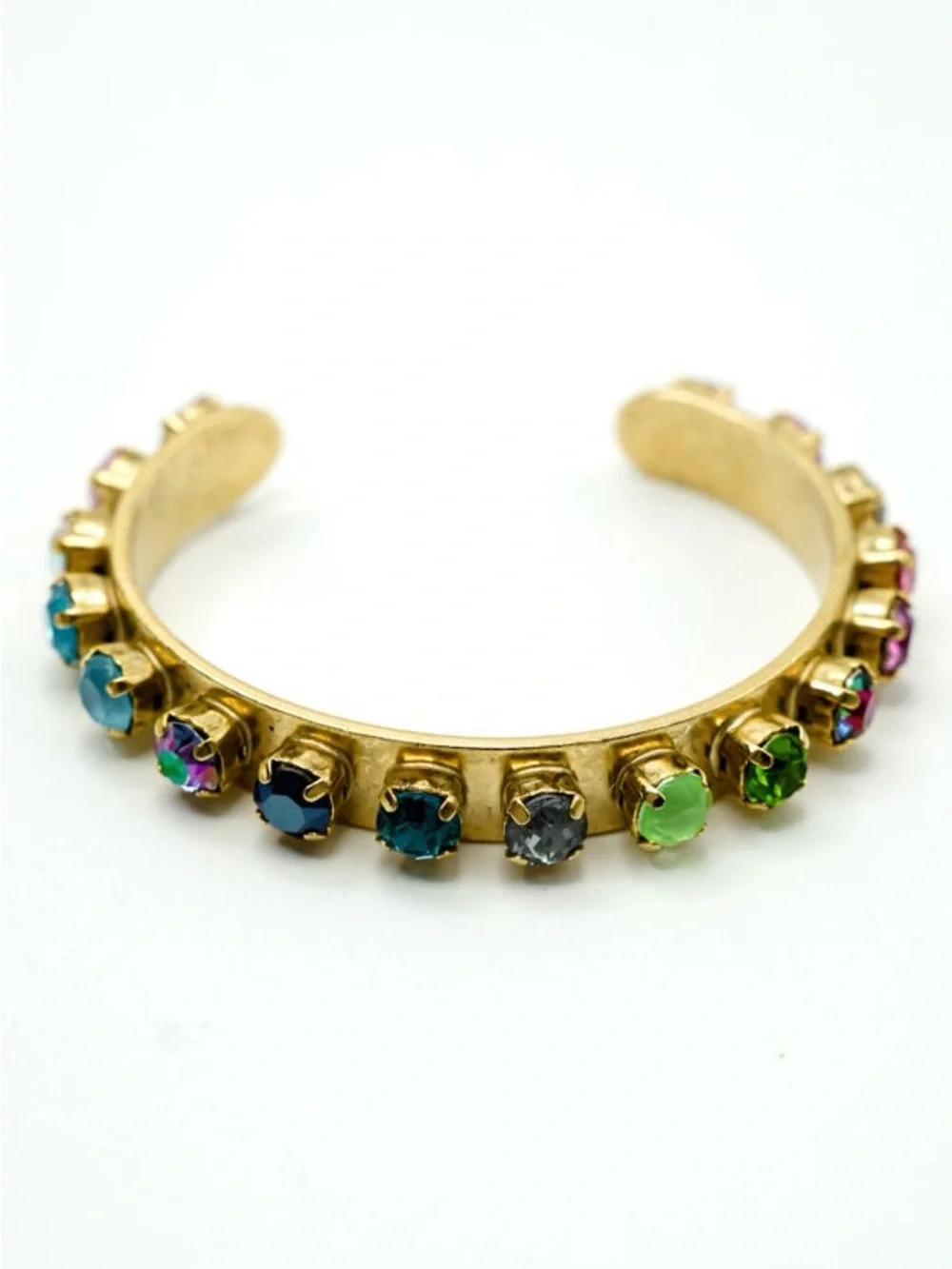 TOVA Gold Multicolor Crystal Cuff Bracelet - Picture 1 of 7